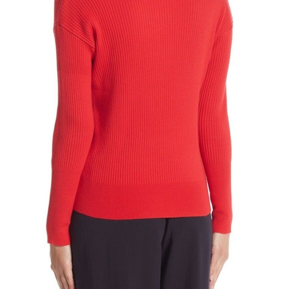 Elodie Sweater Red Ribbed Wrap Vneck Size XS - Picture 2 of 5